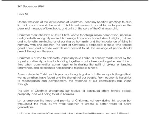 Message by Deputy Minister of Foreign Affairs and Foreign Employment Arun Hemachandra on the Christmas 2024